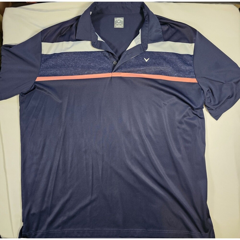 Callaway Opti-Dri Moisture Wicking Golf Polo Shirt Colorblock Blue 2XL